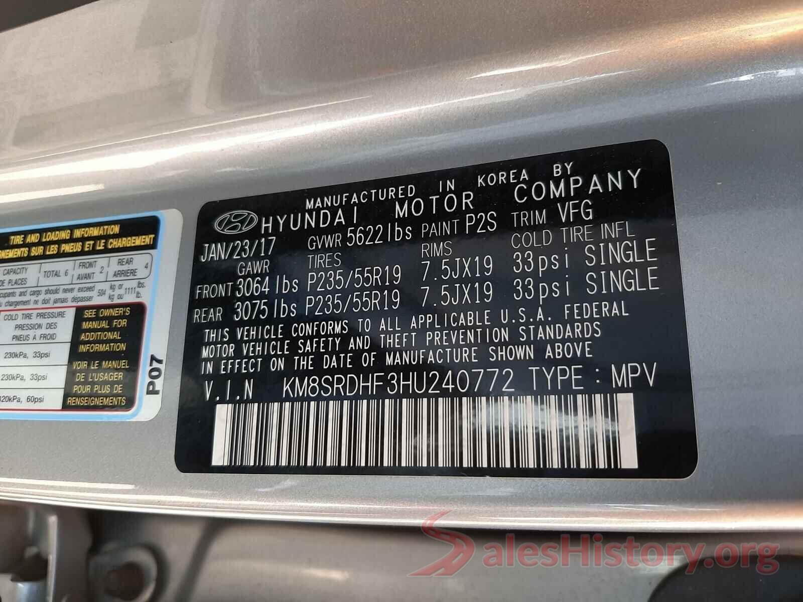 KM8SRDHF3HU240772 2017 HYUNDAI SANTA FE