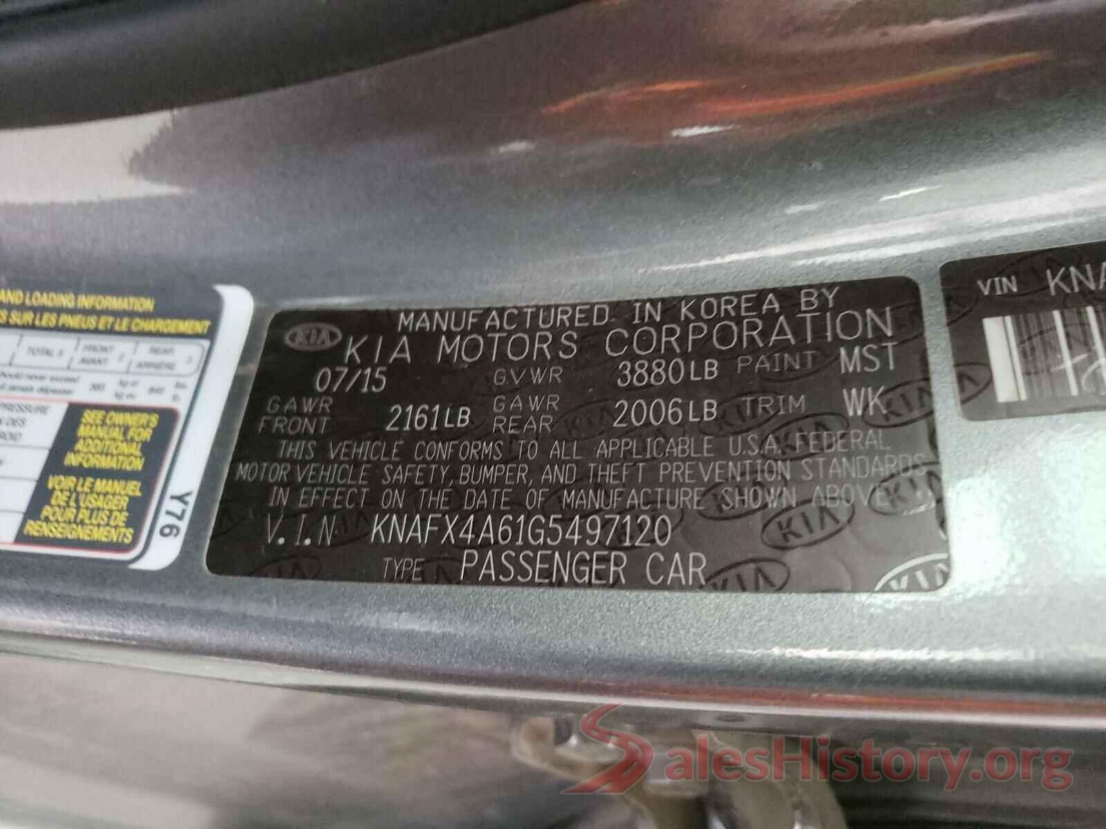 KNAFX4A61G5497120 2016 KIA FORTE