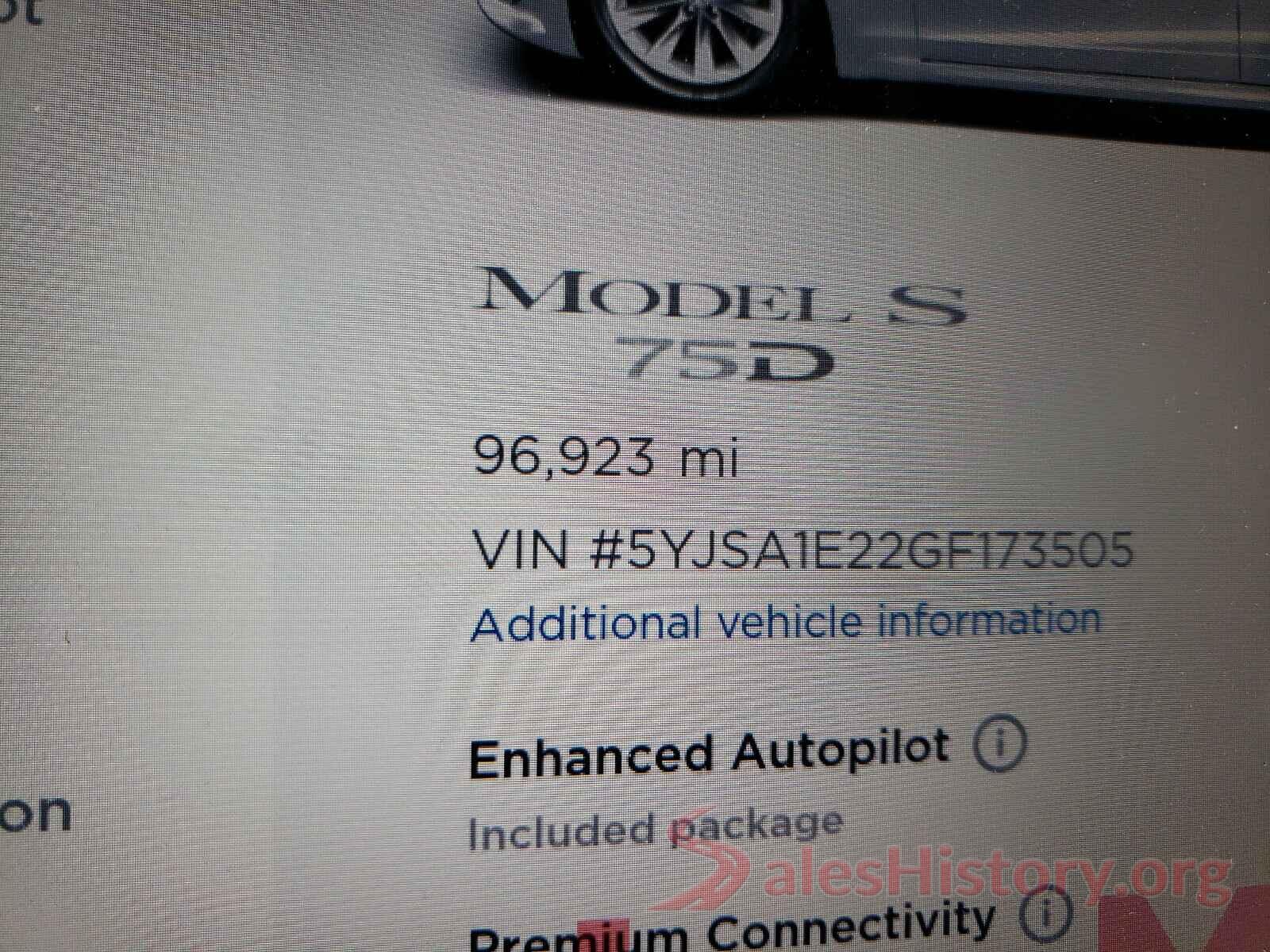 5YJSA1E22GF173505 2016 TESLA MODEL S