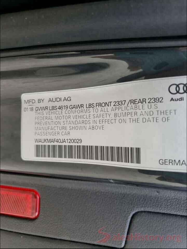 WAUKMAF40JA120029 2018 AUDI A4