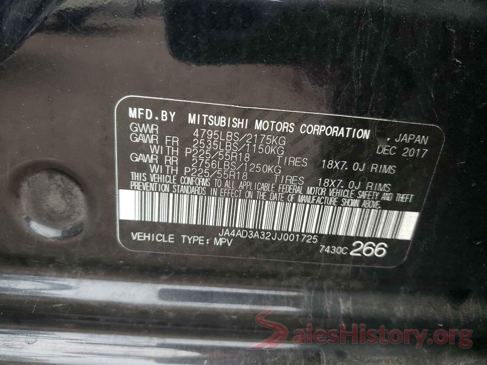 JA4AD3A32JJ001725 2018 MITSUBISHI OUTLANDER