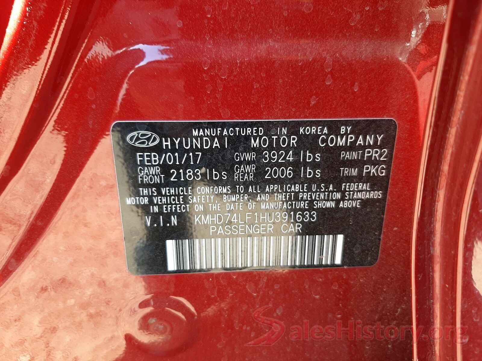 KMHD74LF1HU391633 2017 HYUNDAI ELANTRA