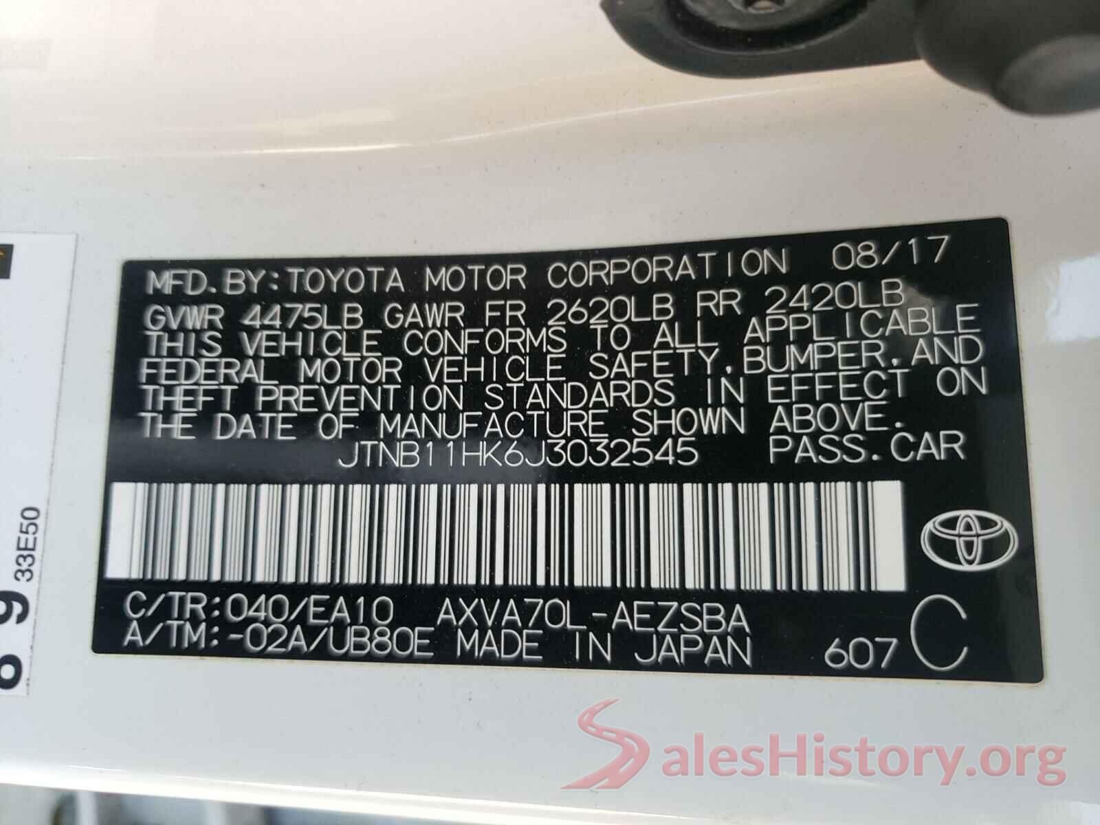 JTNB11HK6J3032545 2018 TOYOTA CAMRY