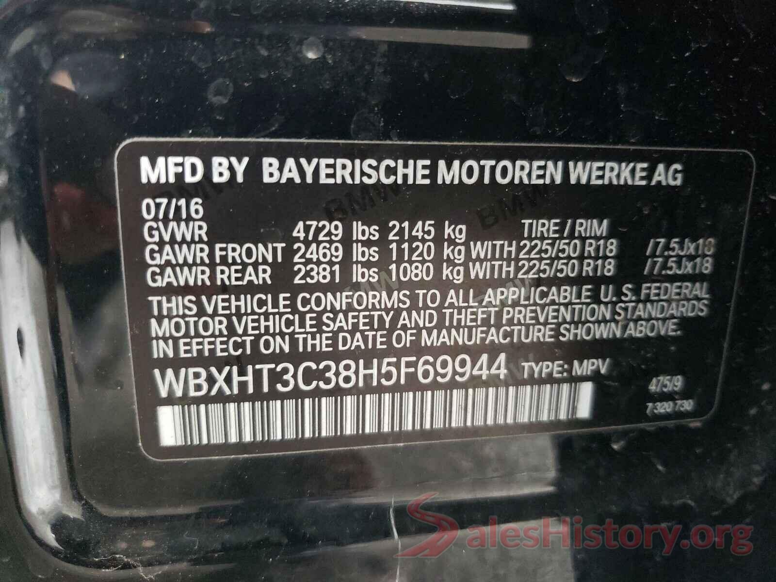 WBXHT3C38H5F69944 2017 BMW X1