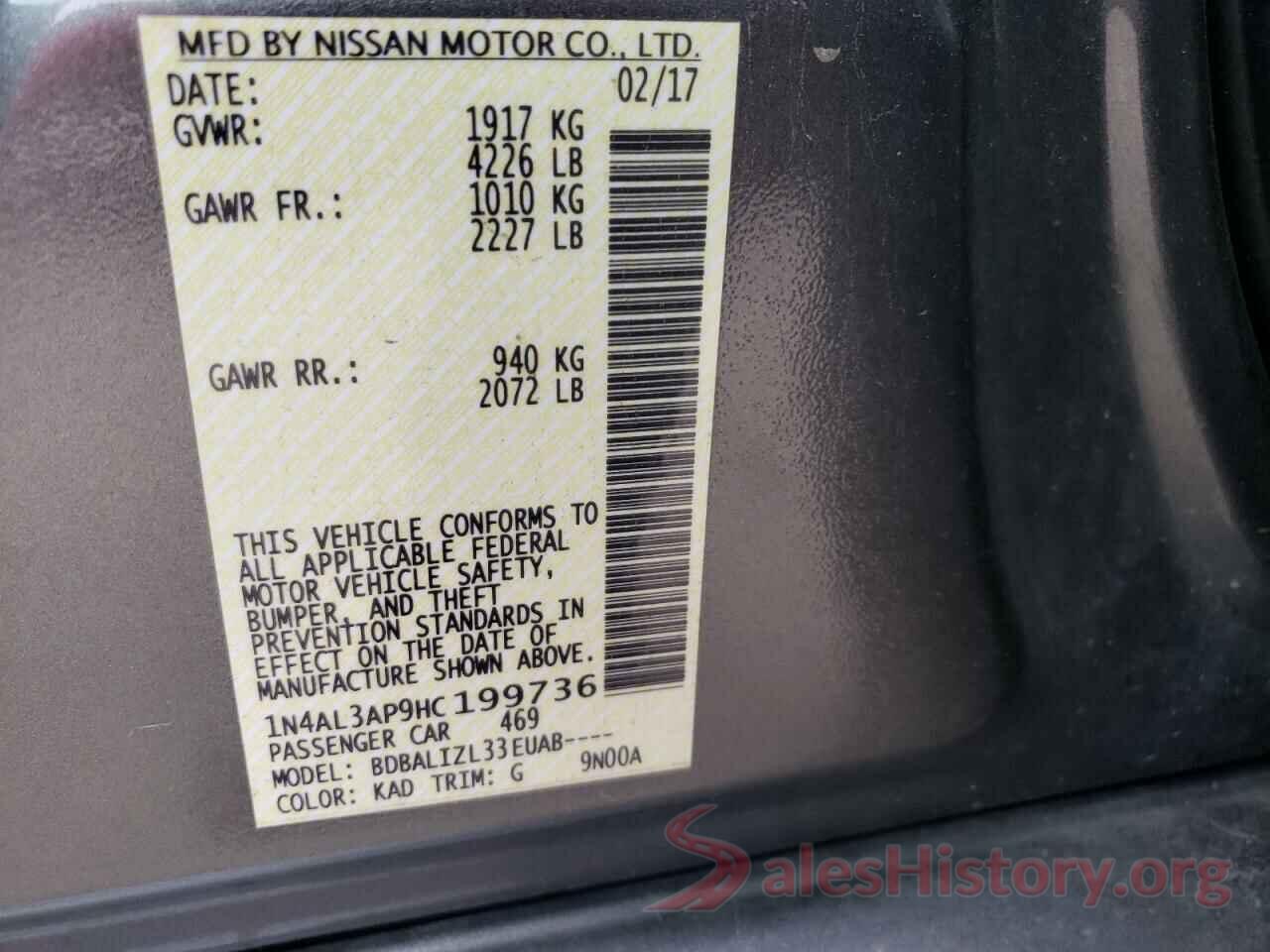 1N4AL3AP9HC199736 2017 NISSAN ALTIMA