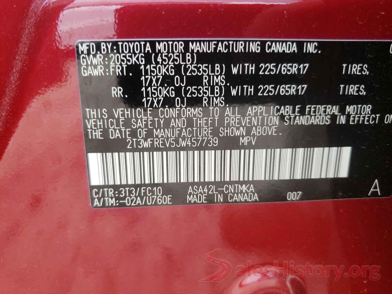 2T3WFREV5JW457739 2018 TOYOTA RAV4