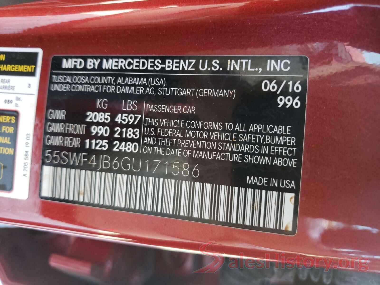 55SWF4JB6GU171586 2016 MERCEDES-BENZ C CLASS