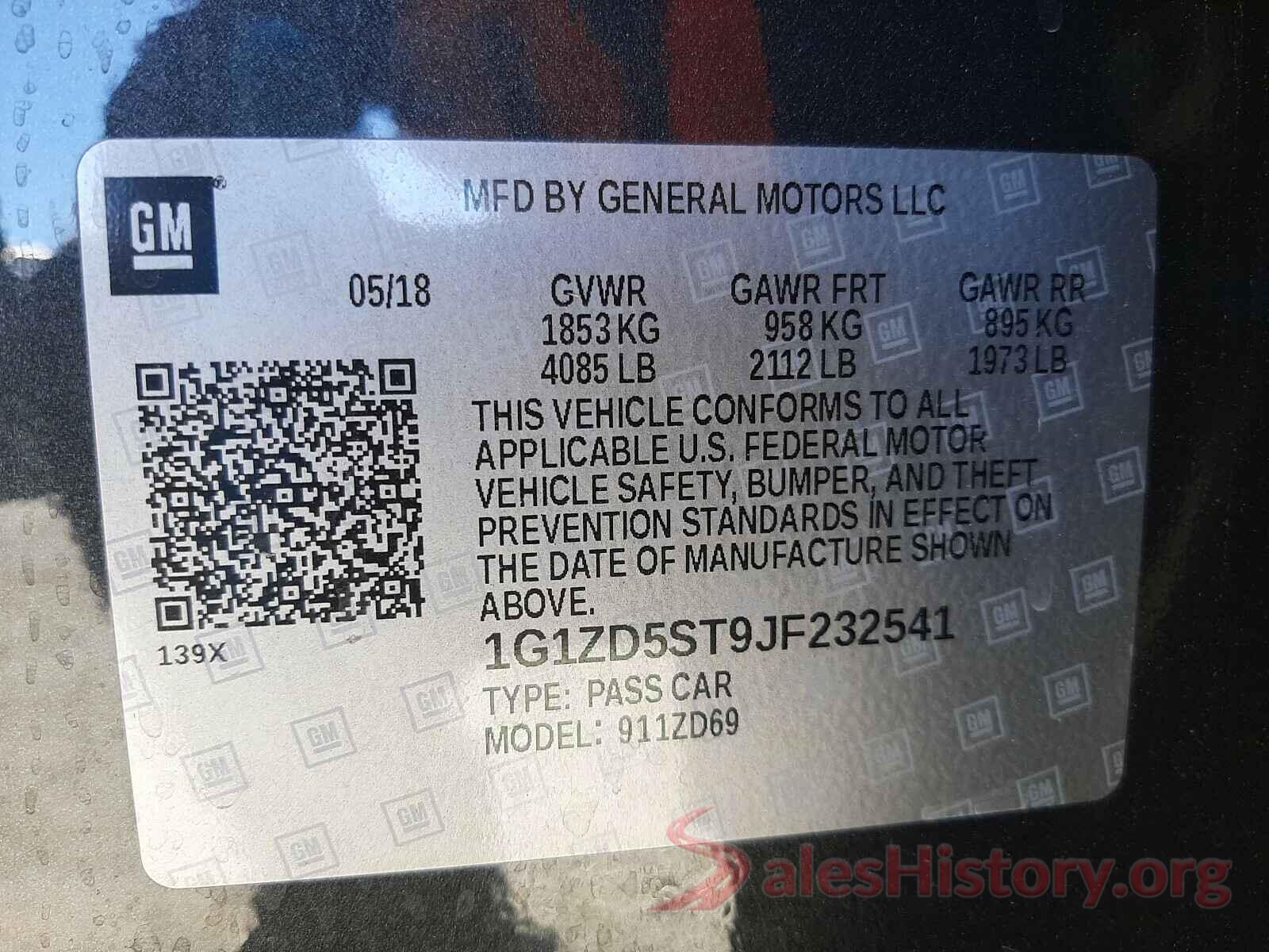 1G1ZD5ST9JF232541 2018 CHEVROLET MALIBU