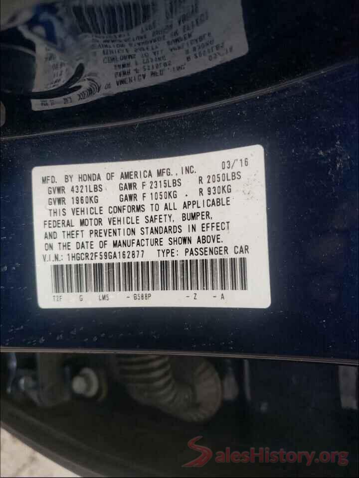 1HGCR2F59GA162877 2016 HONDA ACCORD