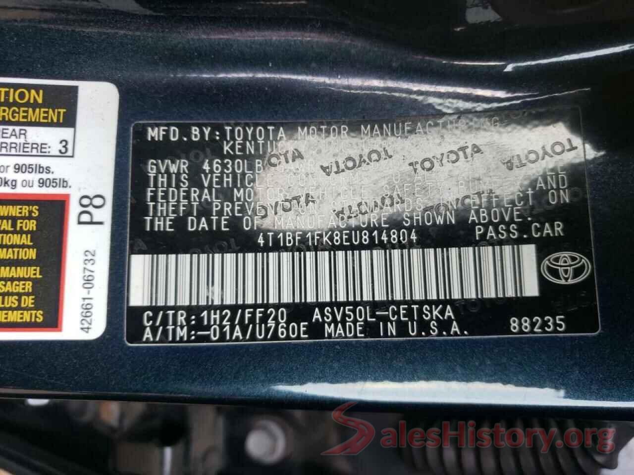 4T1BF1FK8EU814804 2014 TOYOTA CAMRY