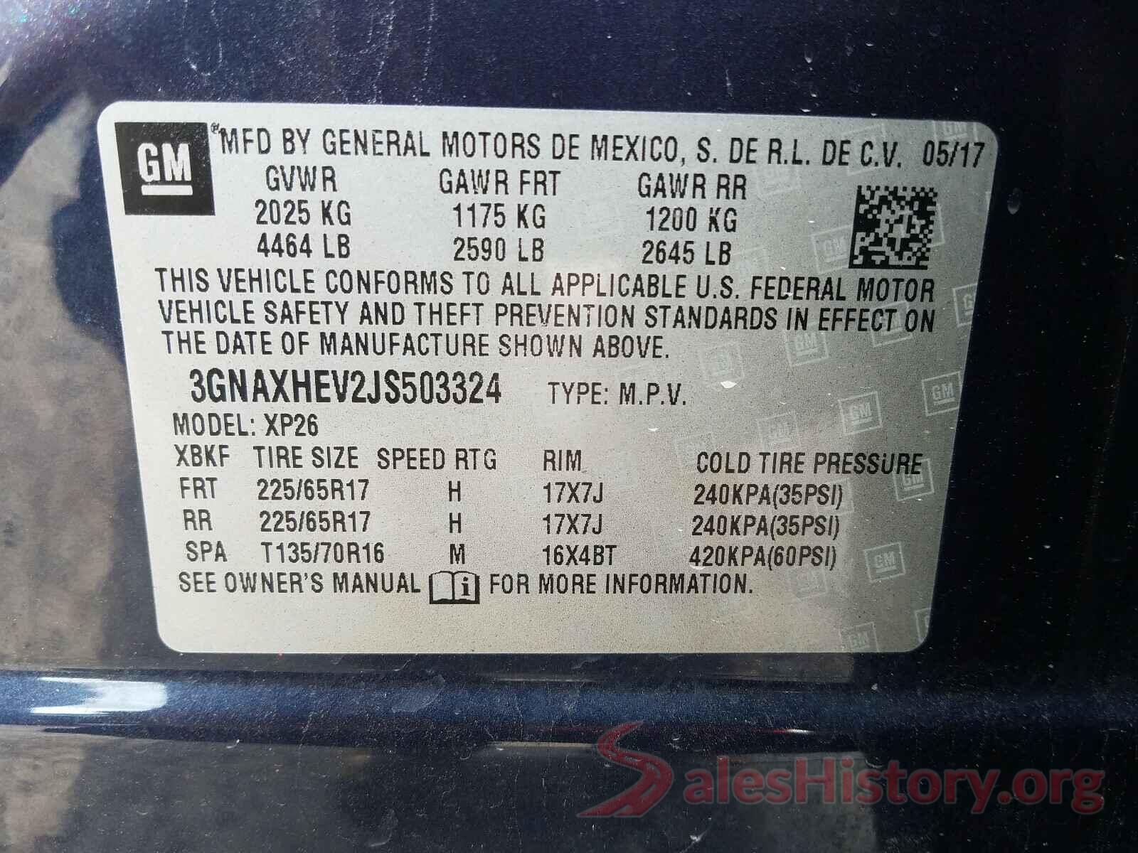 3GNAXHEV2JS503324 2018 CHEVROLET EQUINOX