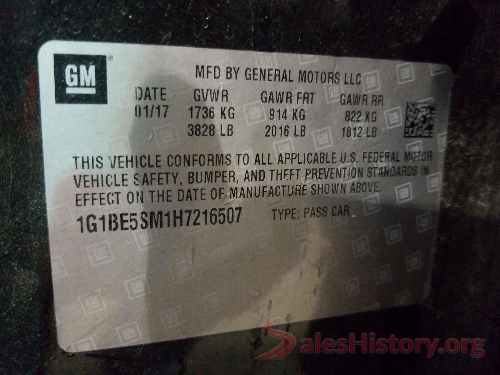 1G1BE5SM1H7216507 2017 CHEVROLET CRUZE