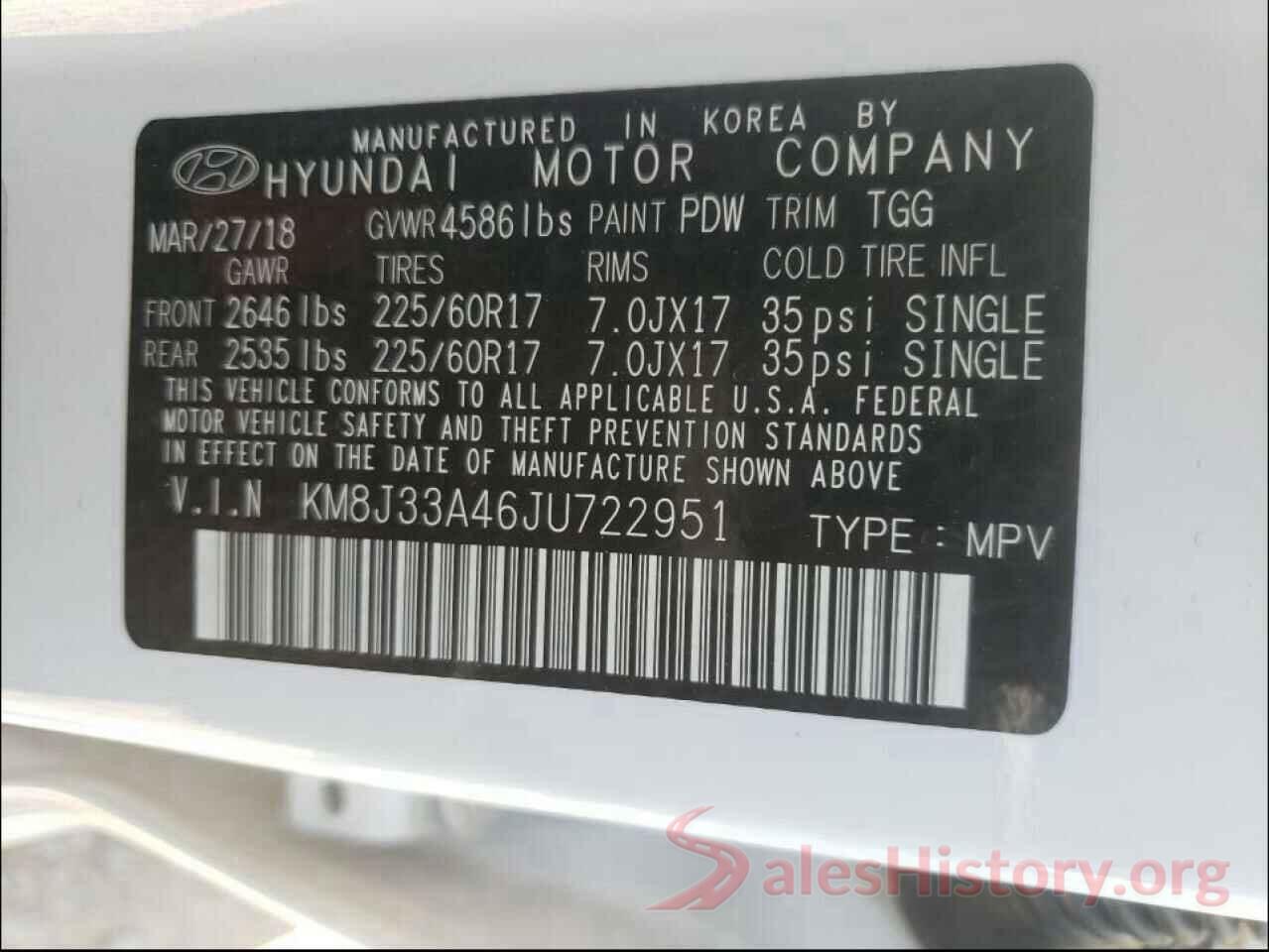 KM8J33A46JU722951 2018 HYUNDAI TUCSON