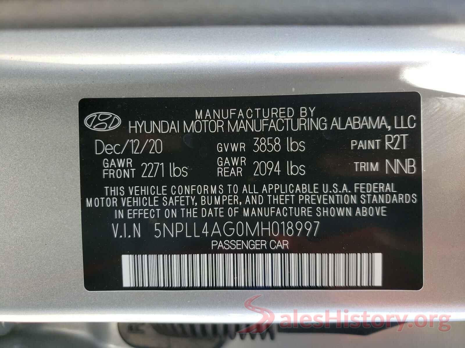 5NPLL4AG0MH018997 2021 HYUNDAI ELANTRA