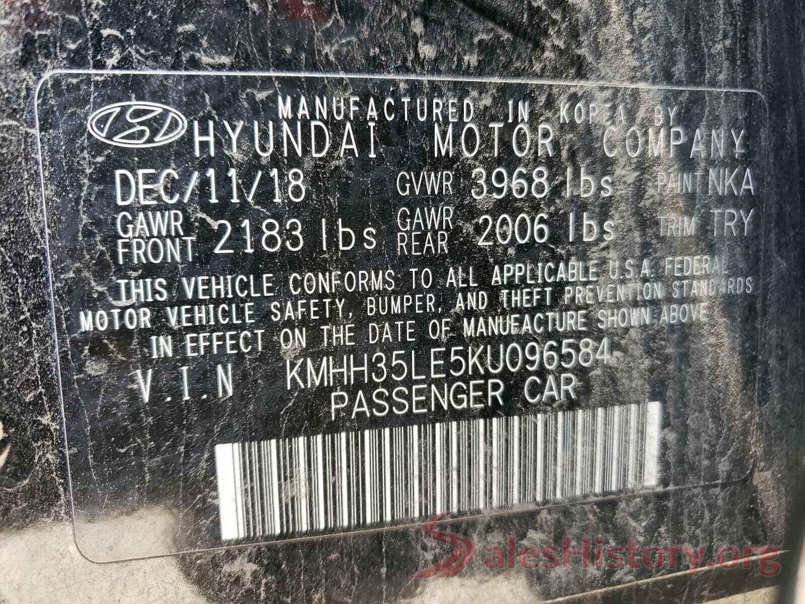 KMHH35LE5KU096584 2019 HYUNDAI ELANTRA