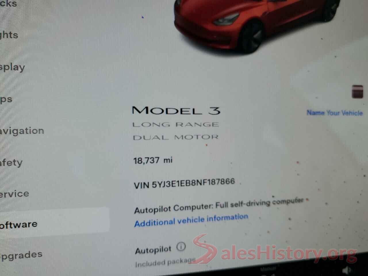 5YJ3E1EB8NF187866 2022 TESLA MODEL 3