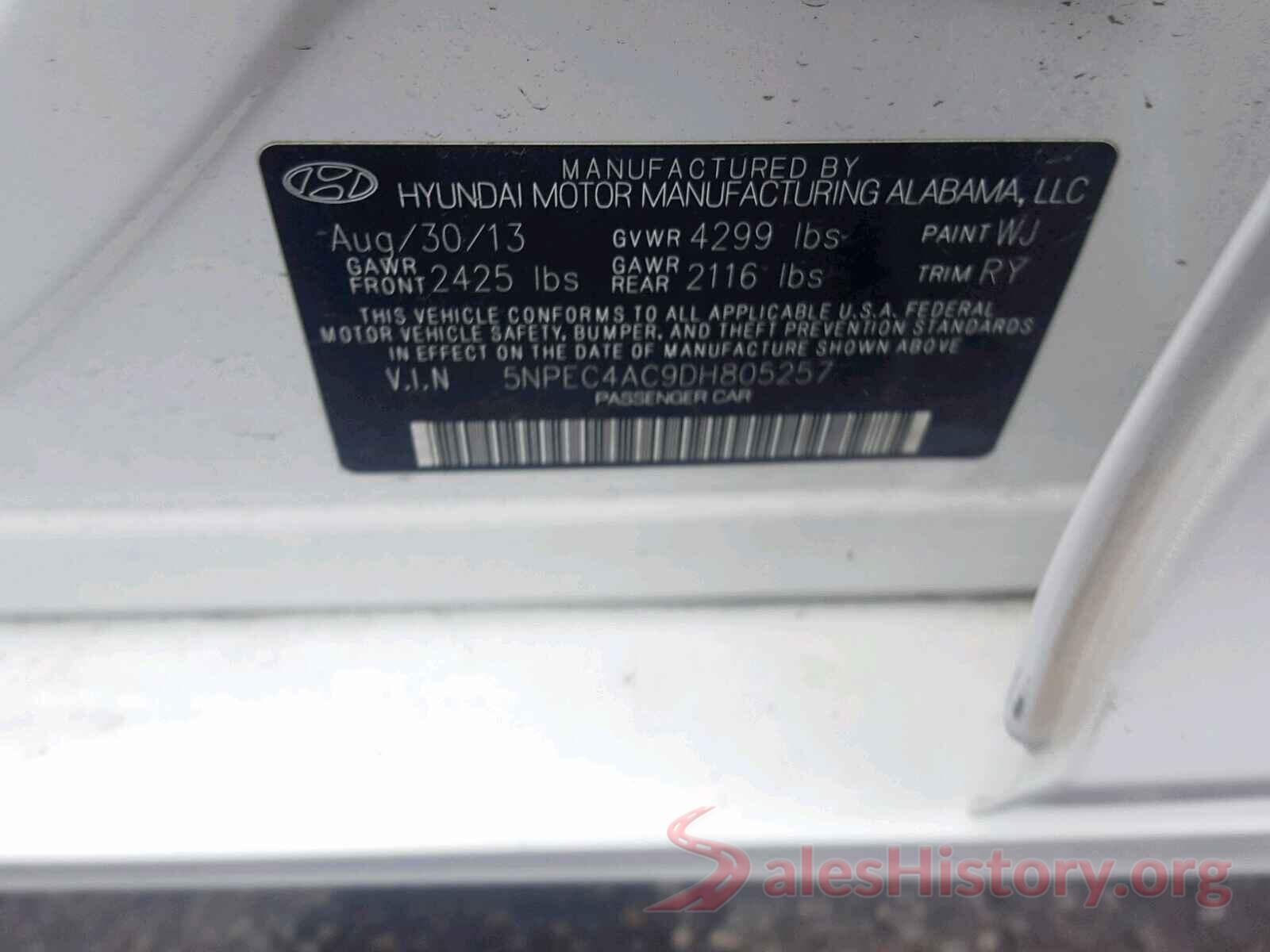 5NPEC4AC9DH805257 2013 HYUNDAI SONATA