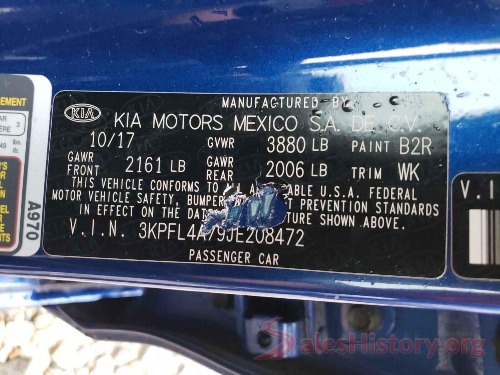 3KPFL4A79JE208472 2018 KIA FORTE