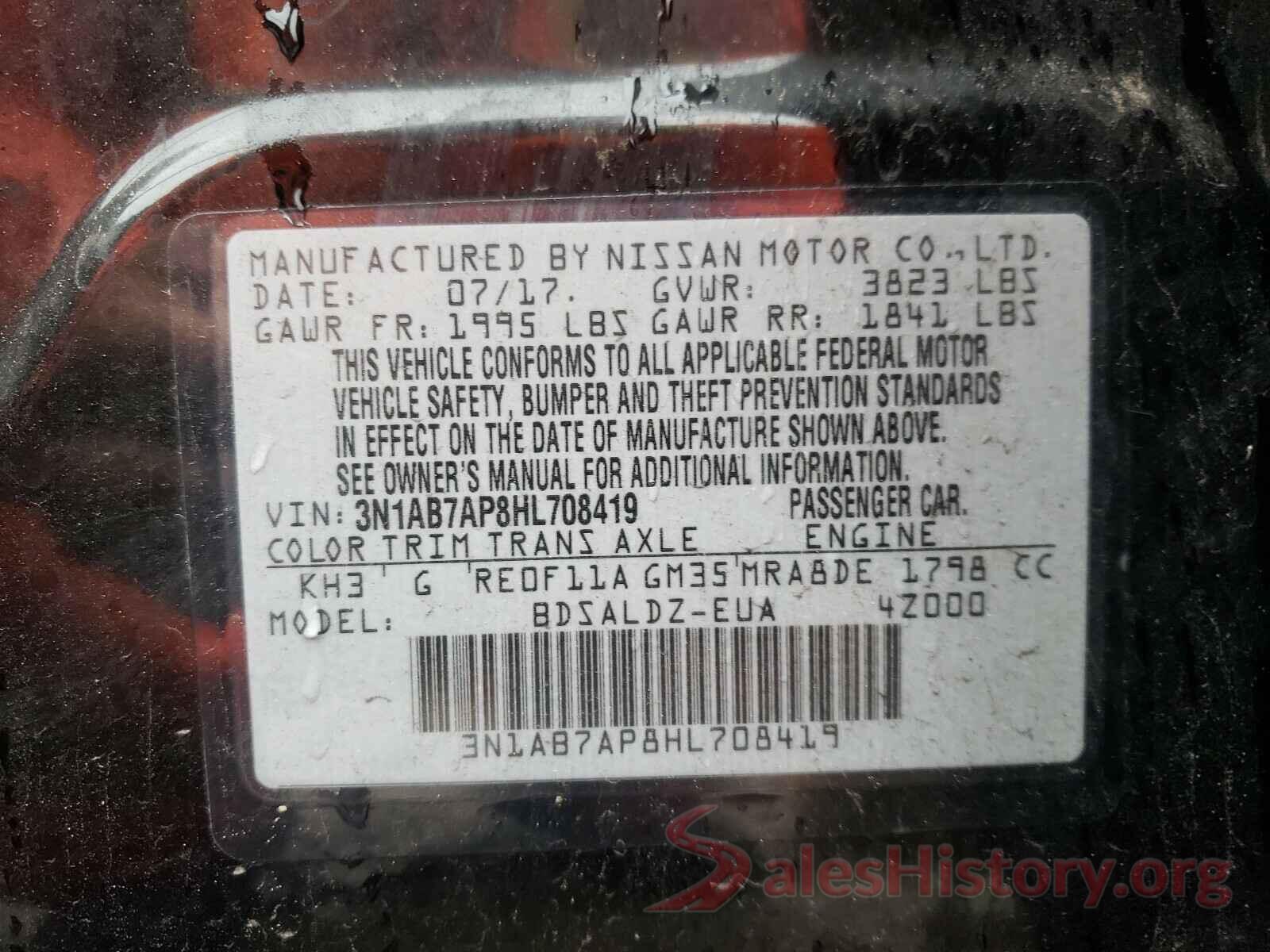 3N1AB7AP8HL708419 2017 NISSAN SENTRA