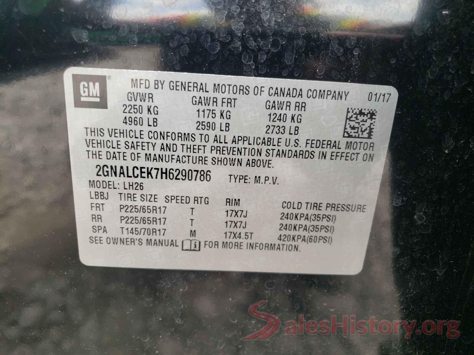 2GNALCEK7H6290786 2017 CHEVROLET EQUINOX