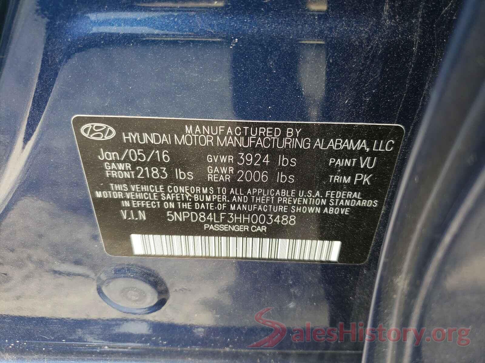 5NPD84LF3HH003488 2017 HYUNDAI ELANTRA