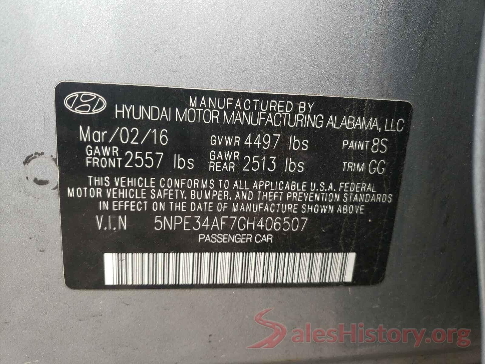 5NPE34AF7GH406507 2016 HYUNDAI SONATA