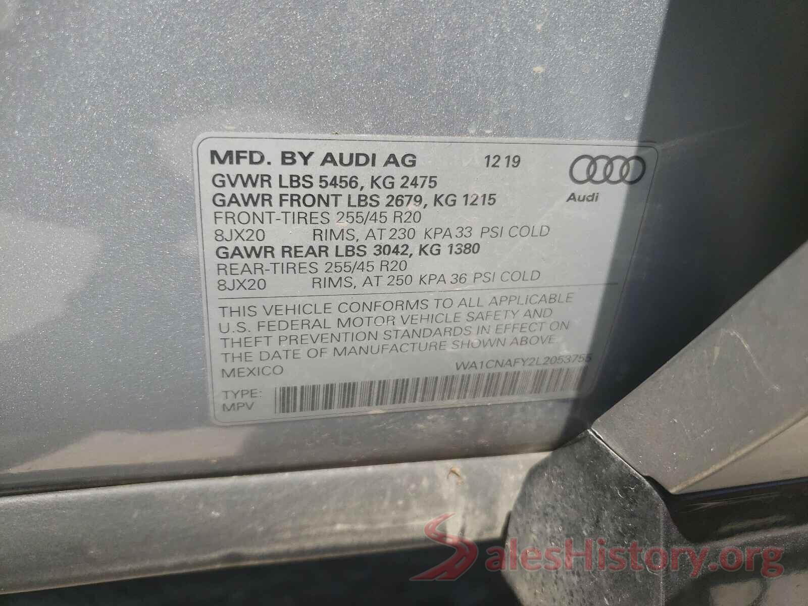 WA1CNAFY2L2053755 2020 AUDI Q5