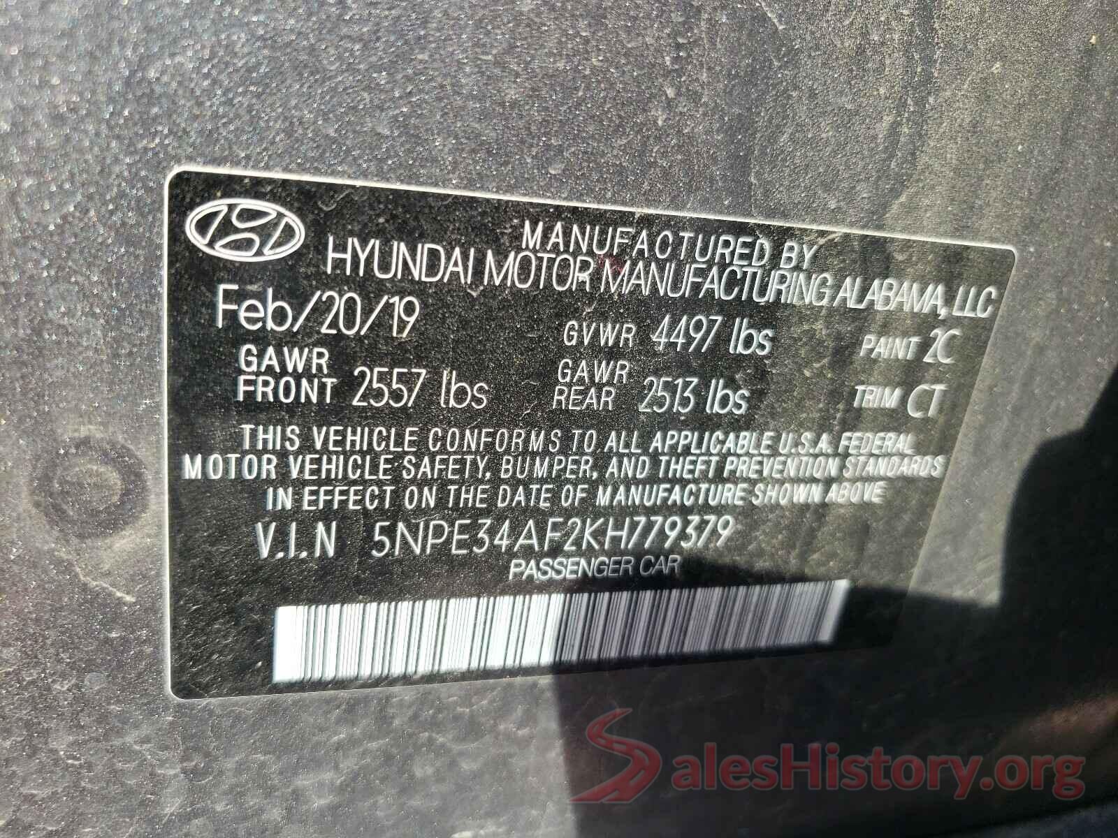 5NPE34AF2KH779379 2019 HYUNDAI SONATA