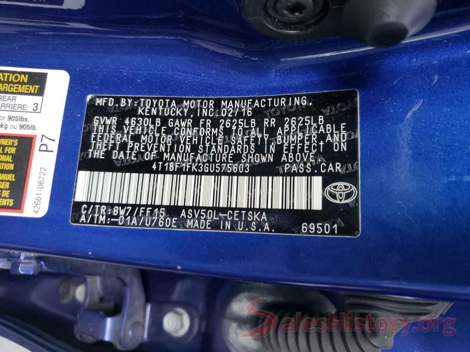 4T1BF1FK3GU575603 2016 TOYOTA CAMRY