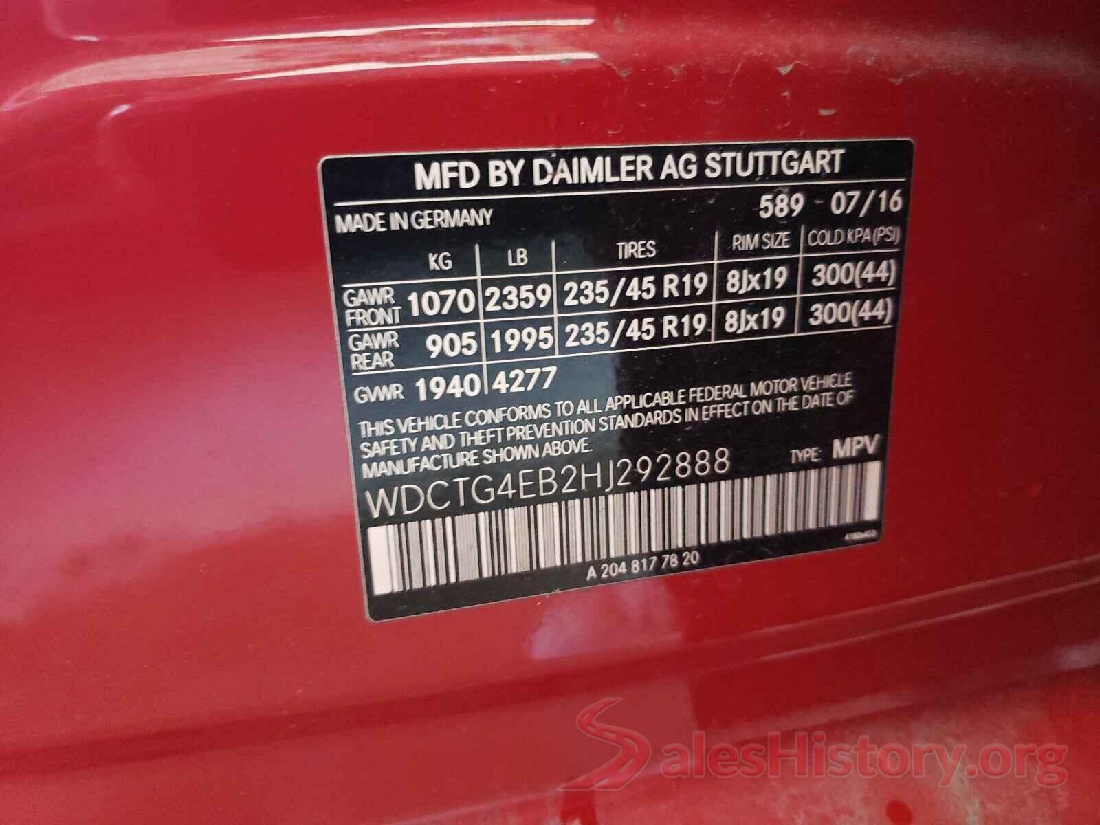 WDCTG4EB2HJ292888 2017 MERCEDES-BENZ G CLASS