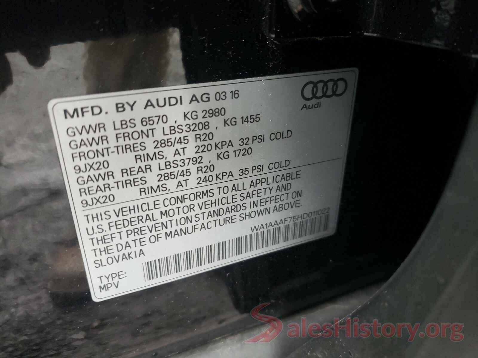 WA1AAAF75HD011022 2017 AUDI Q7