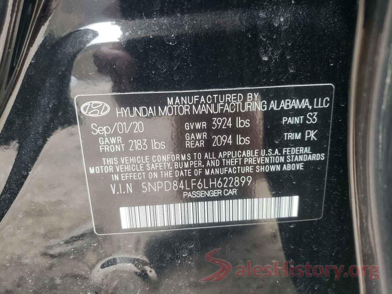 5NPD84LF6LH622899 2020 HYUNDAI ELANTRA