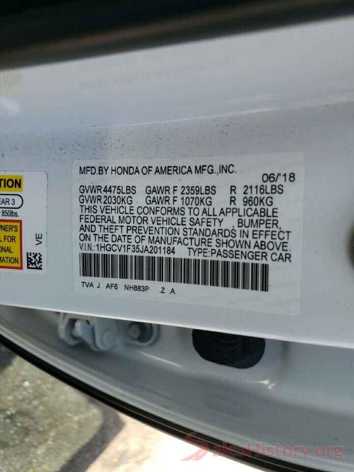 1HGCV1F35JA201184 2018 HONDA ACCORD