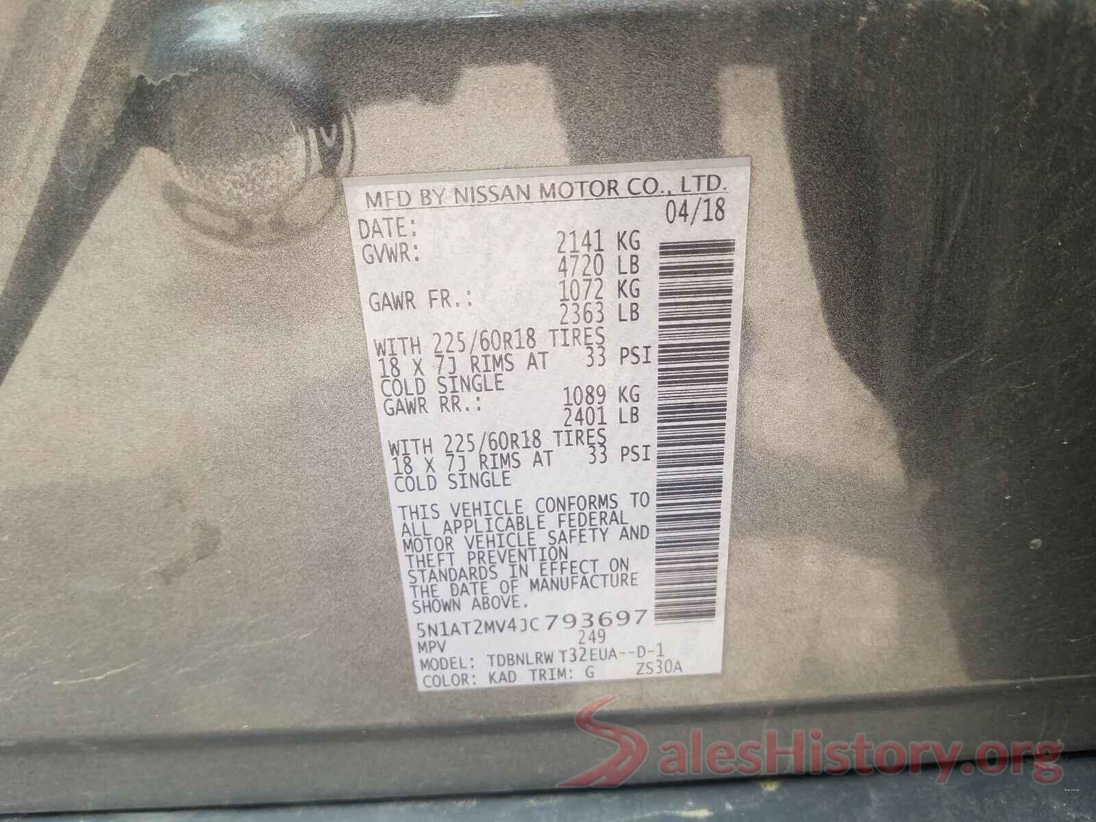 5N1AT2MV4JC793697 2018 NISSAN ROGUE