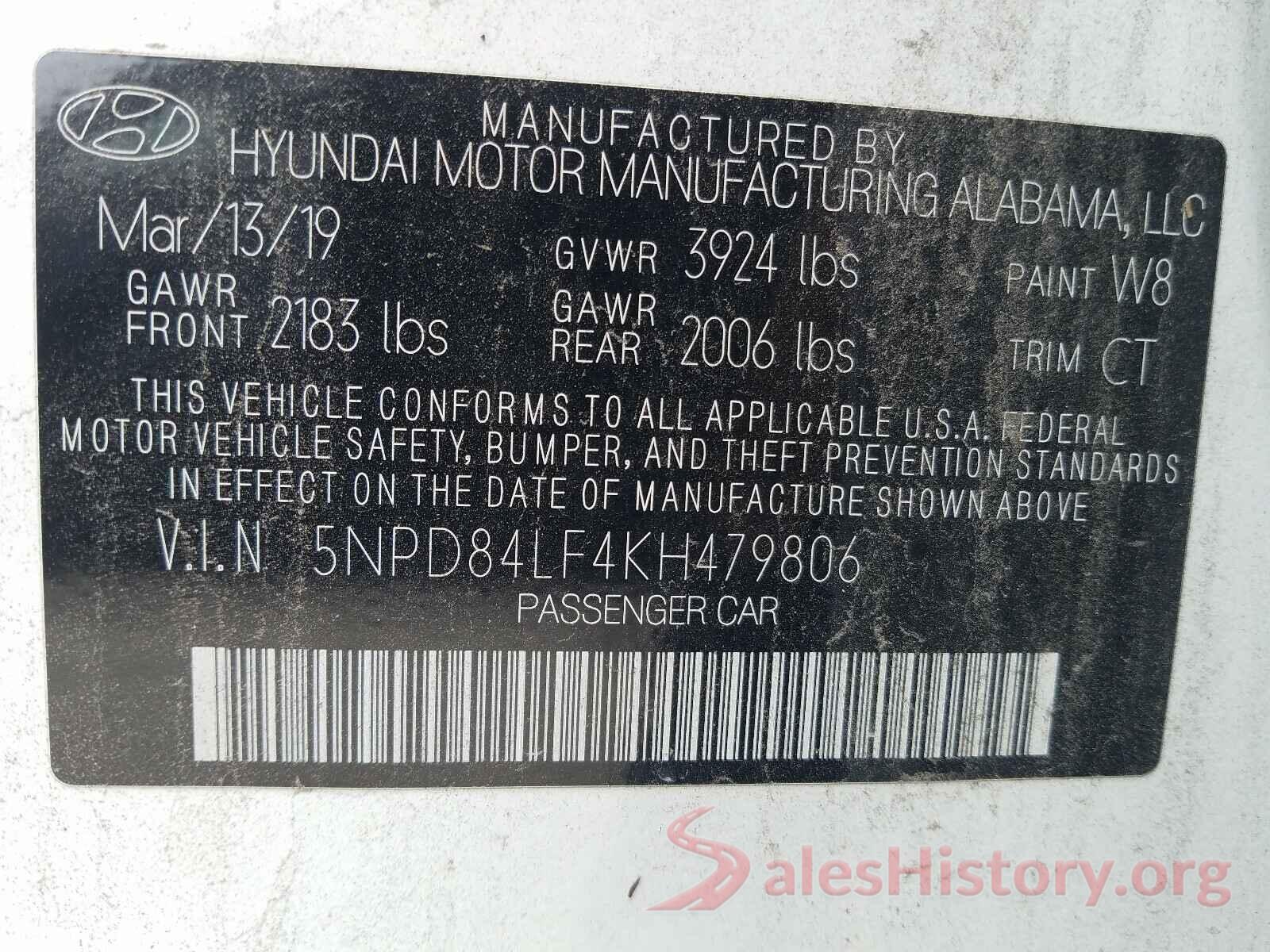 5NPD84LF4KH479806 2019 HYUNDAI ELANTRA