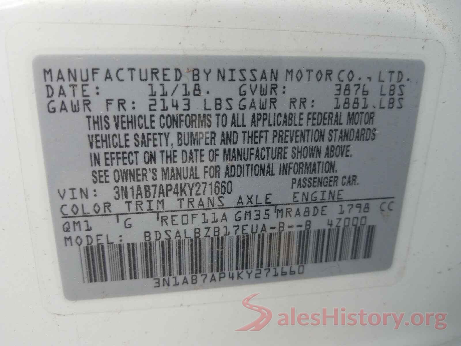 3N1AB7AP4KY271660 2019 NISSAN SENTRA