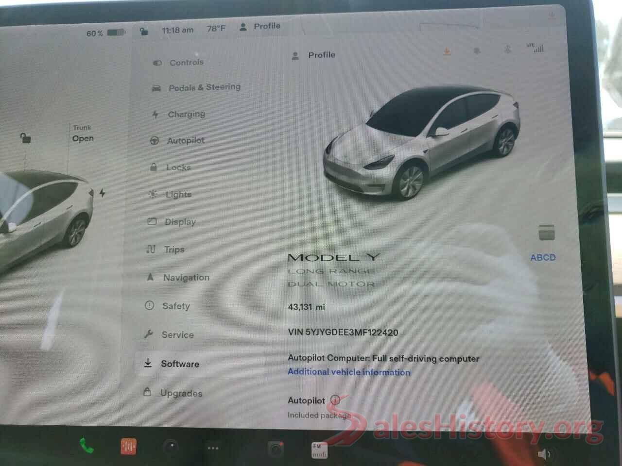 5YJYGDEE3MF122420 2021 TESLA MODEL Y