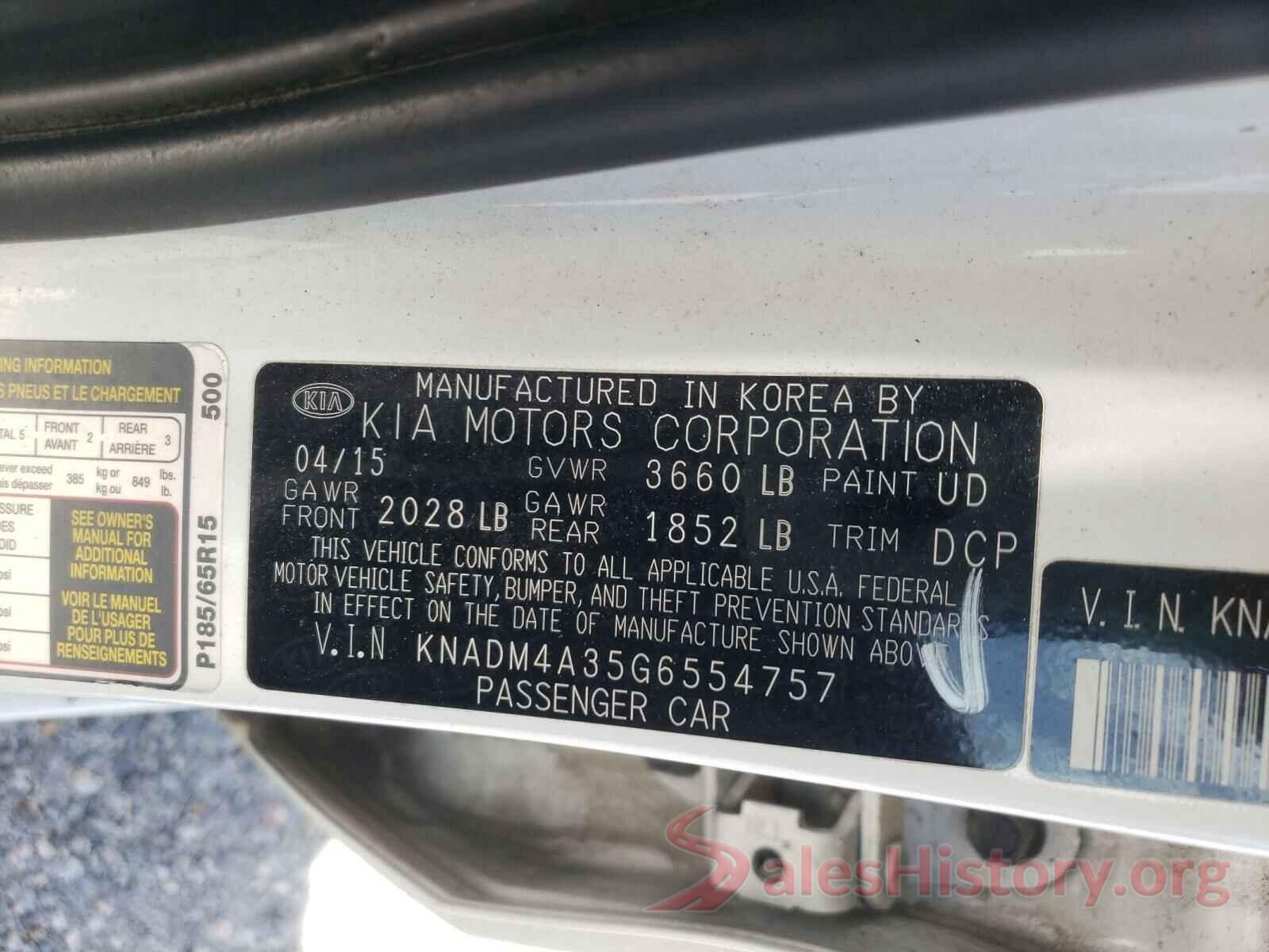 KNADM4A35G6554757 2016 KIA RIO