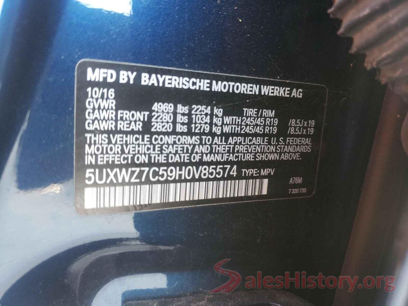 5UXWZ7C59H0V85574 2017 BMW X3