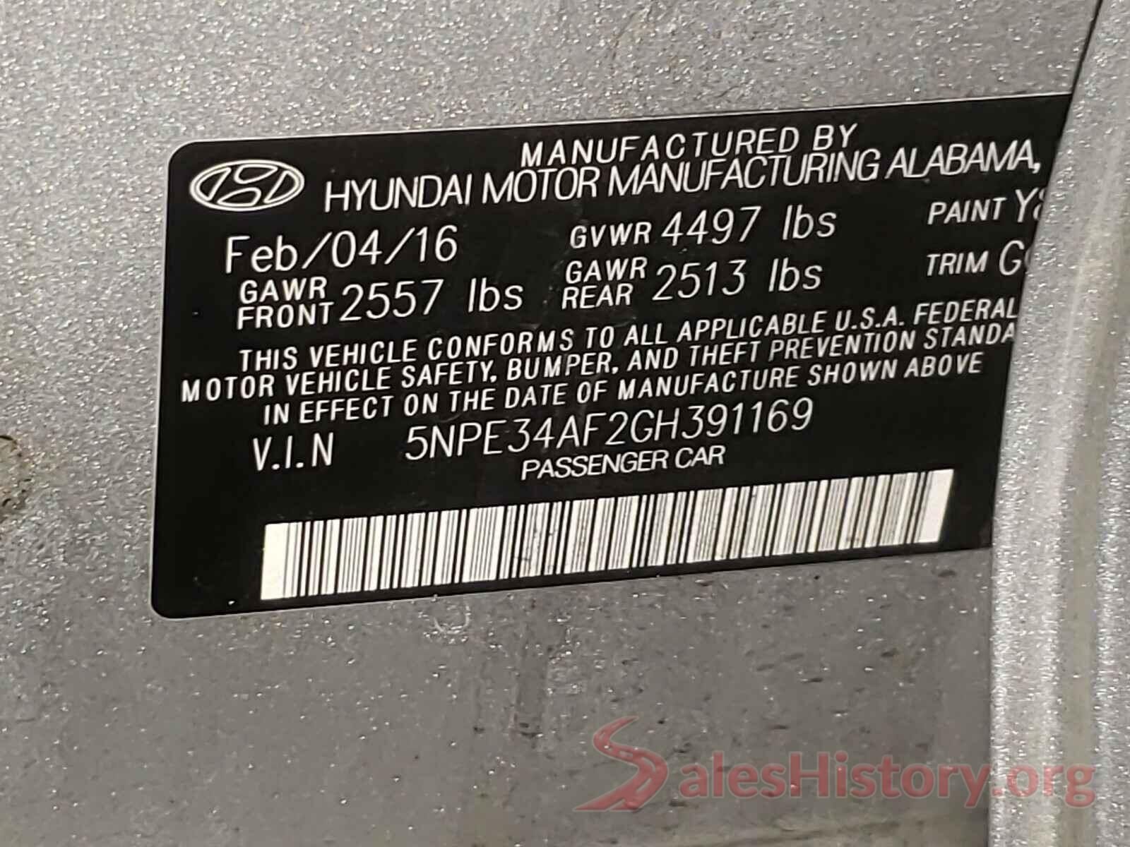 5NPE34AF2GH391169 2016 HYUNDAI SONATA