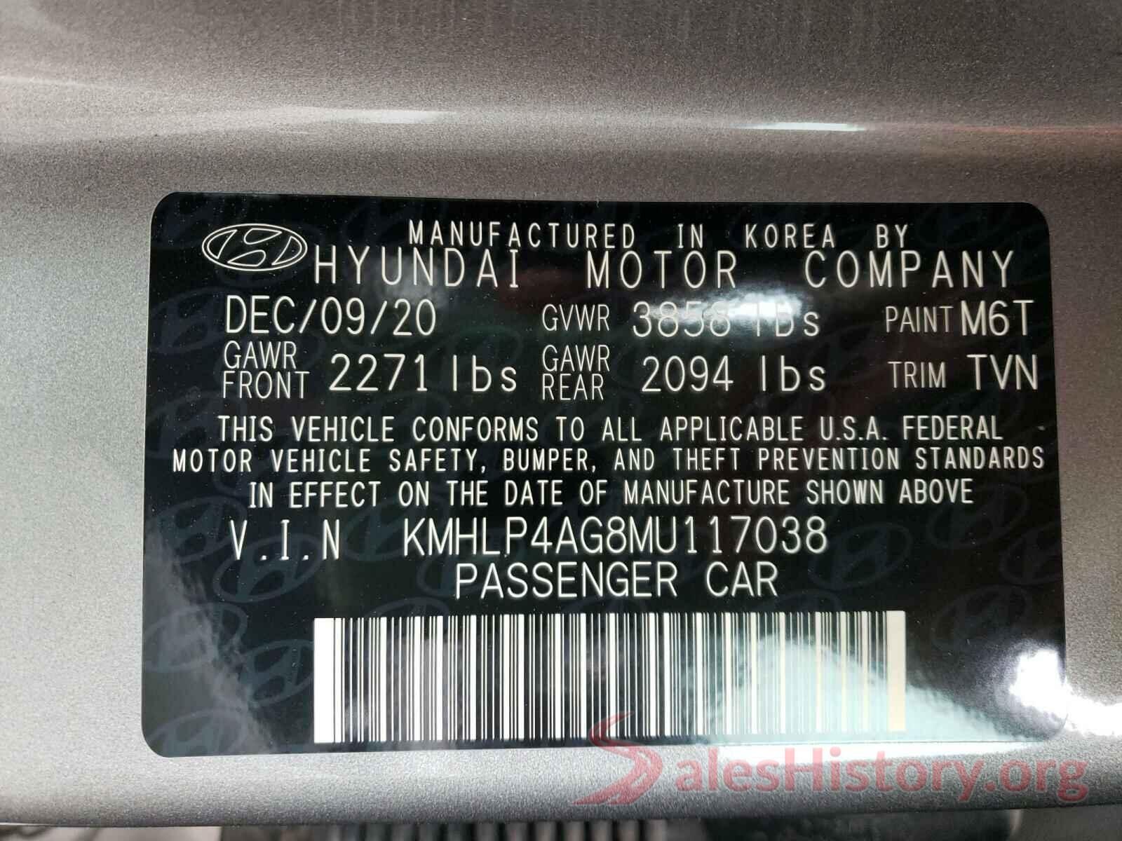 KMHLP4AG8MU117038 2021 HYUNDAI ELANTRA