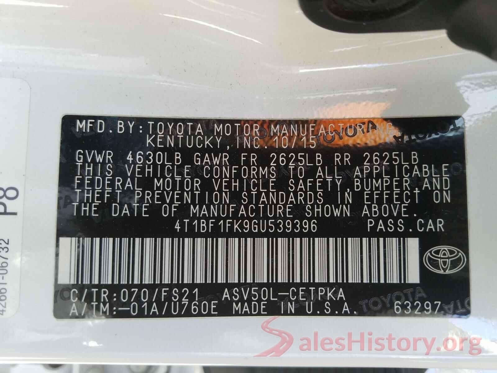 4T1BF1FK9GU539396 2016 TOYOTA CAMRY