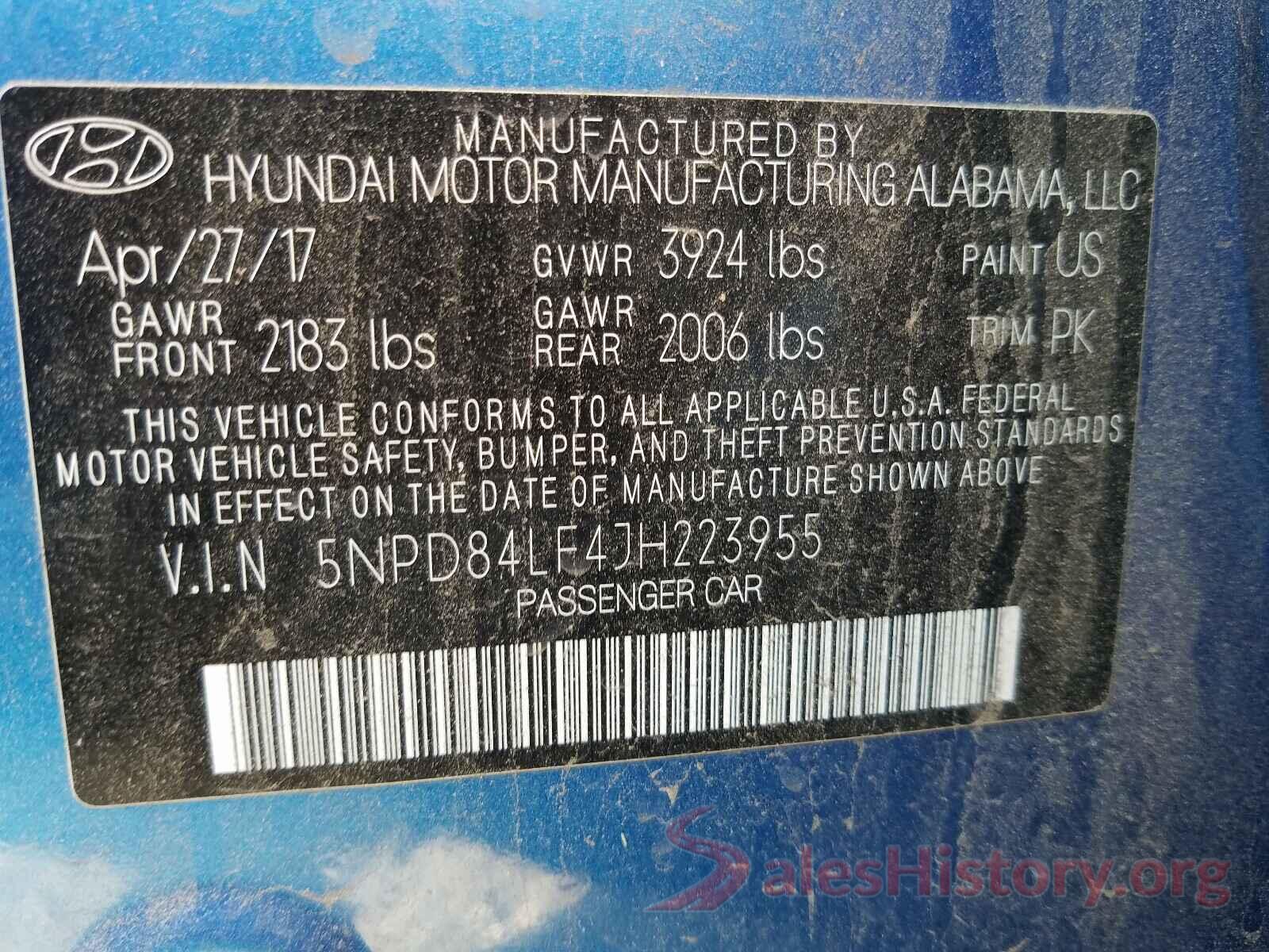 5NPD84LF4JH223955 2018 HYUNDAI ELANTRA