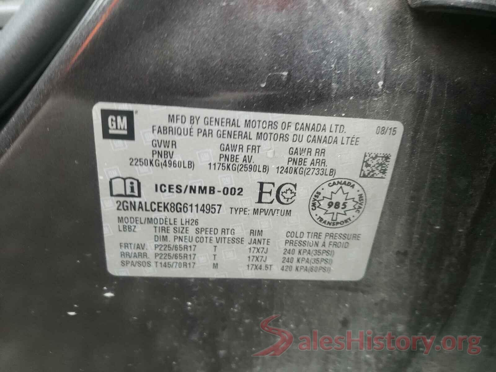 2GNALCEK8G6114957 2016 CHEVROLET EQUINOX