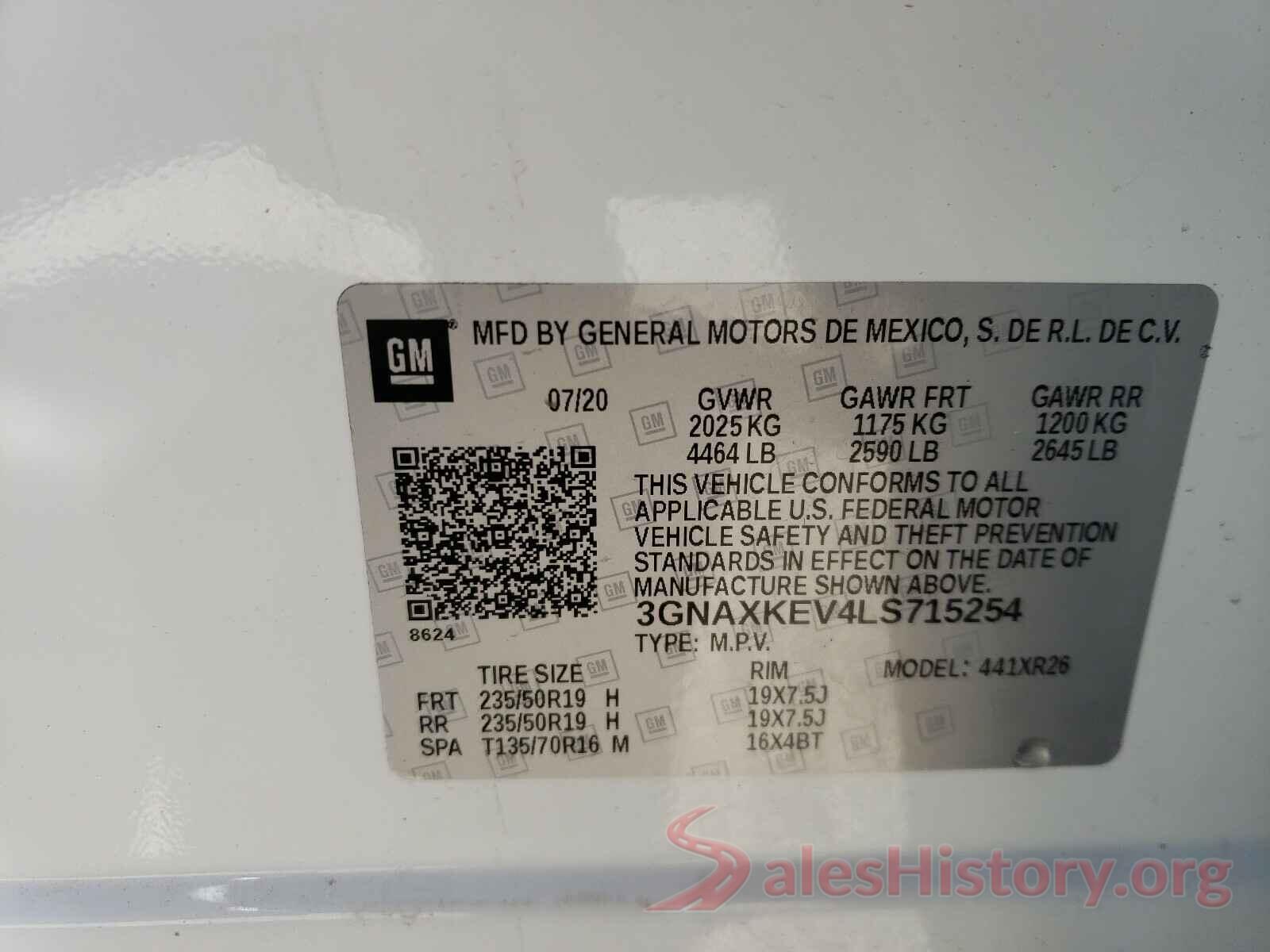 3GNAXKEV4LS715254 2020 CHEVROLET EQUINOX