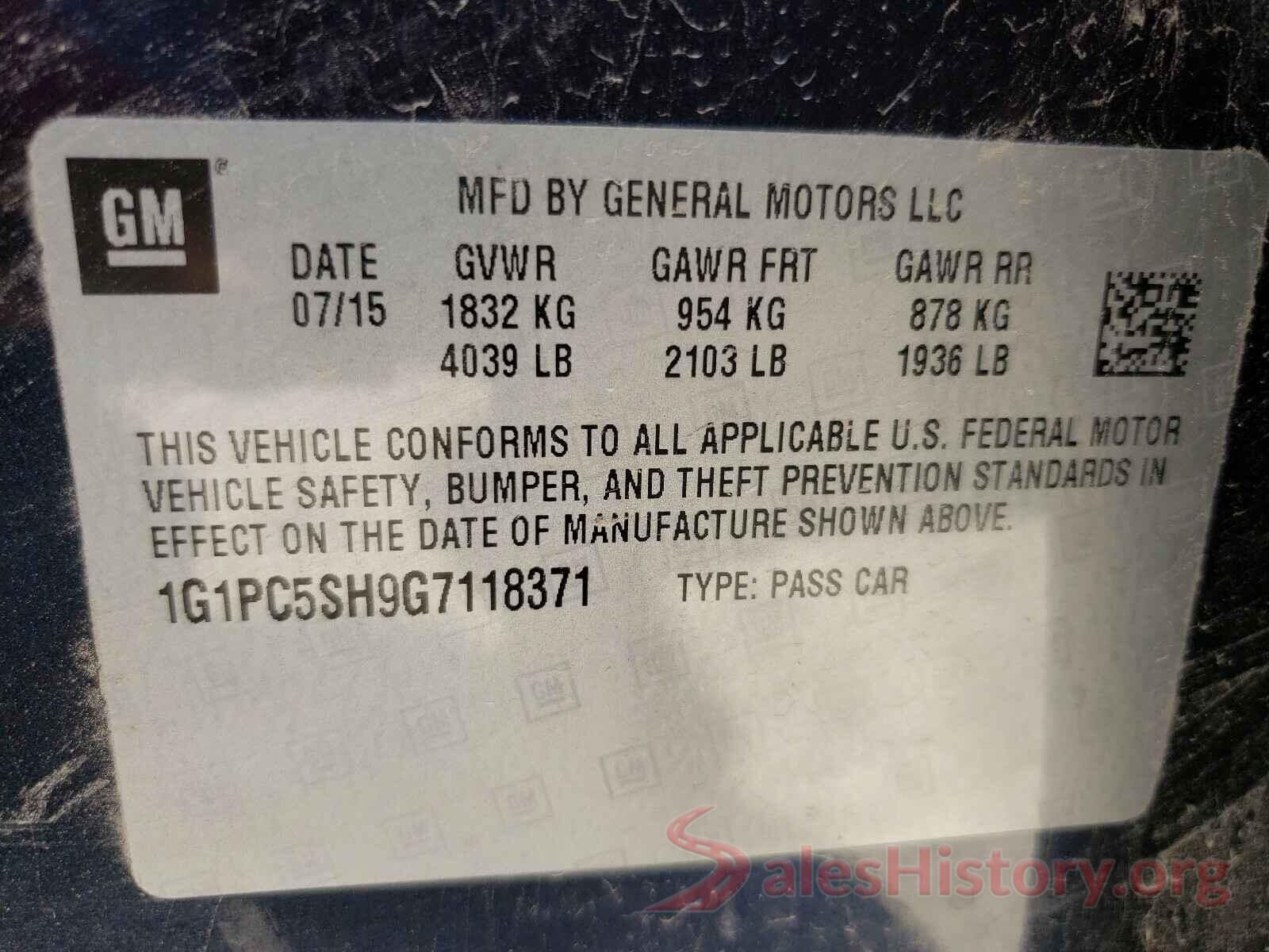 1G1PC5SH9G7118371 2016 CHEVROLET CRUZE