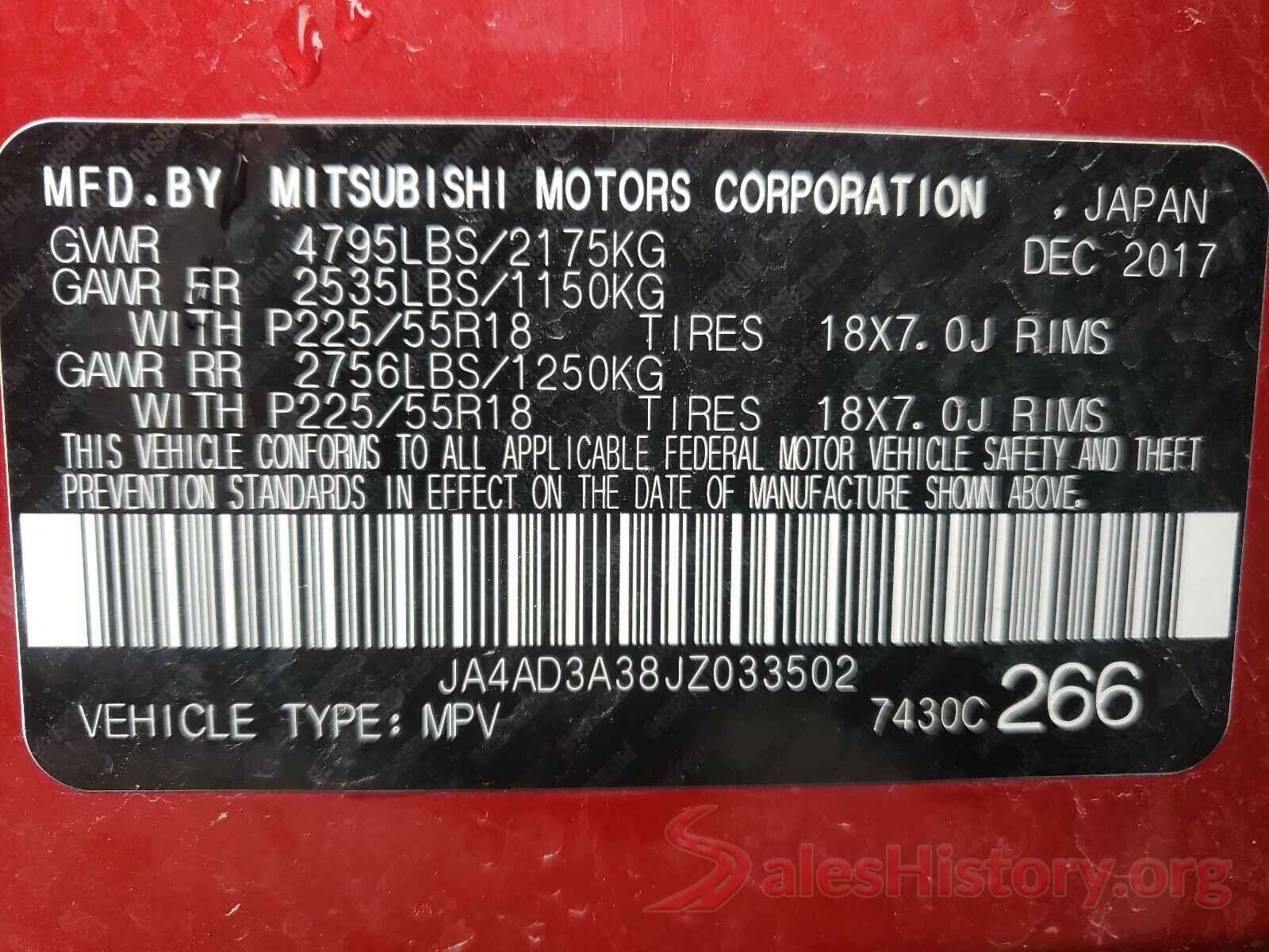 JA4AD3A38JZ033502 2018 MITSUBISHI OUTLANDER