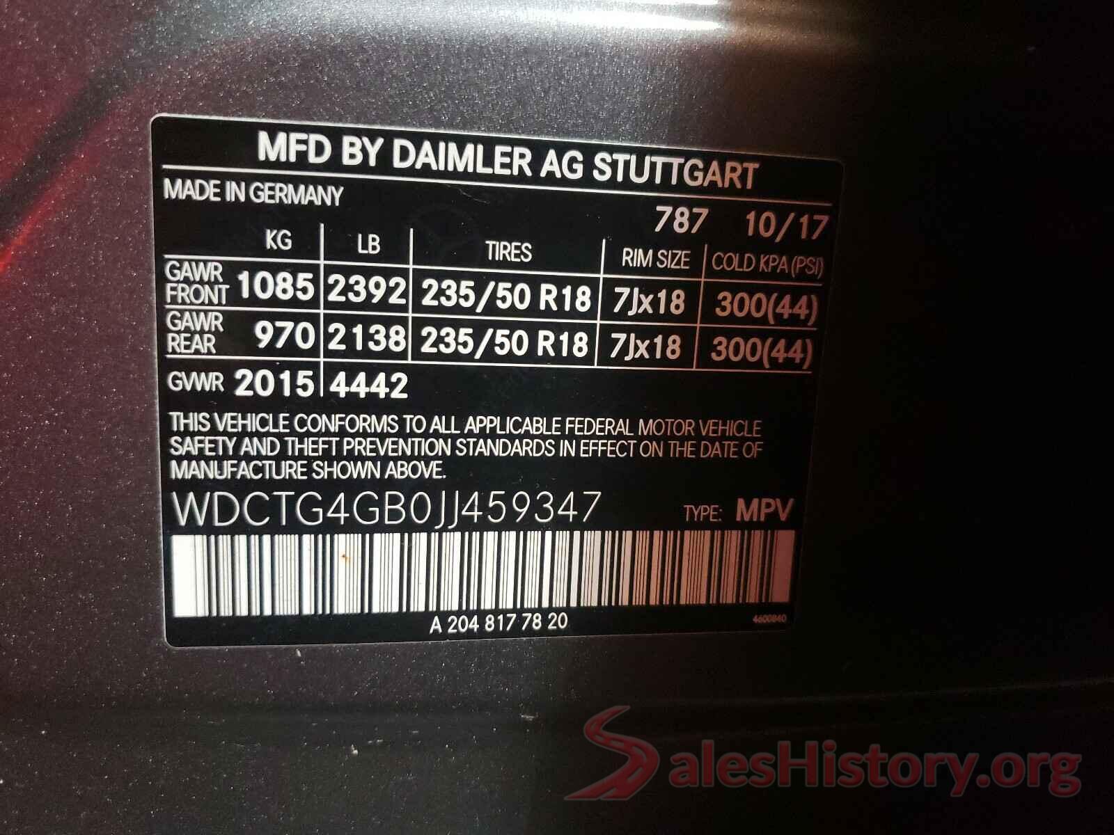 WDCTG4GB0JJ459347 2018 MERCEDES-BENZ G CLASS