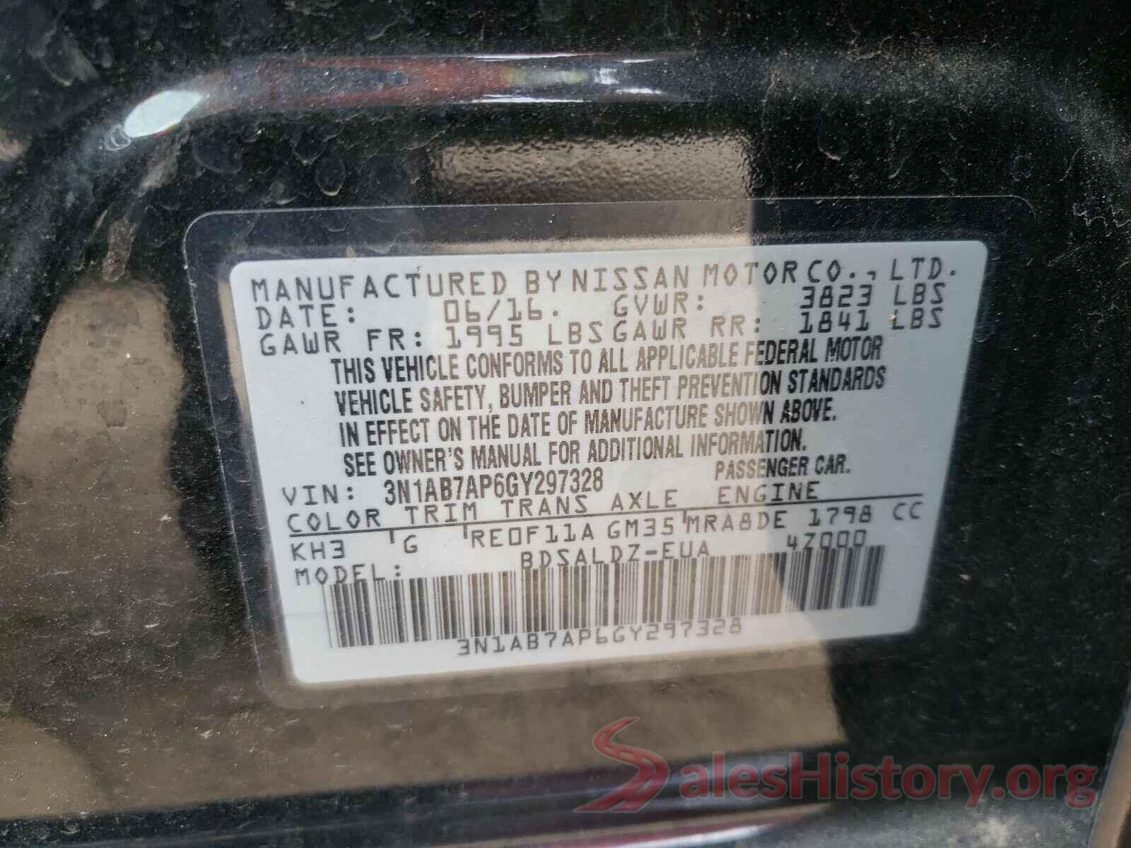 3N1AB7AP6GY297328 2016 NISSAN SENTRA