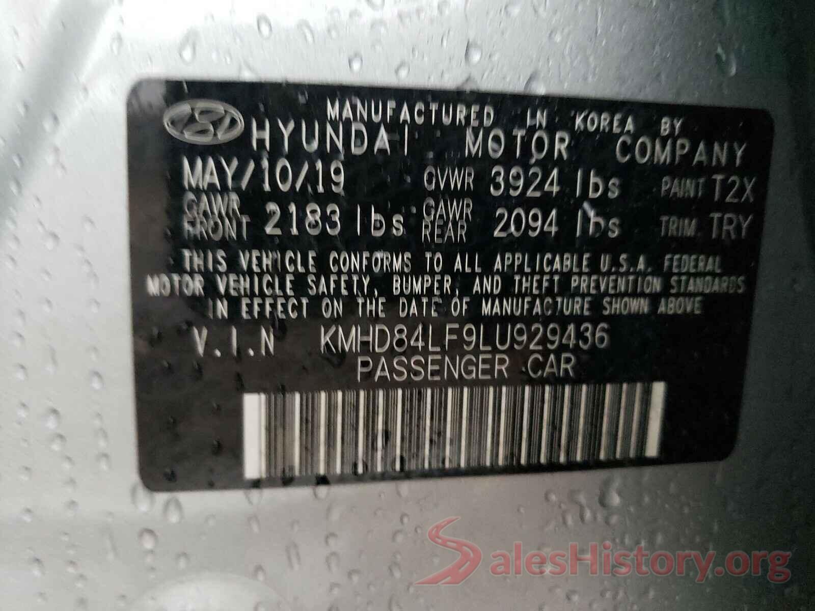 KMHD84LF9LU929436 2020 HYUNDAI ELANTRA